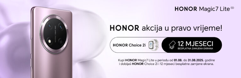 Akcija u avgustu! Kupi Honor Magic 7 Lite i na poklon dobijaš Honor pametni sat!