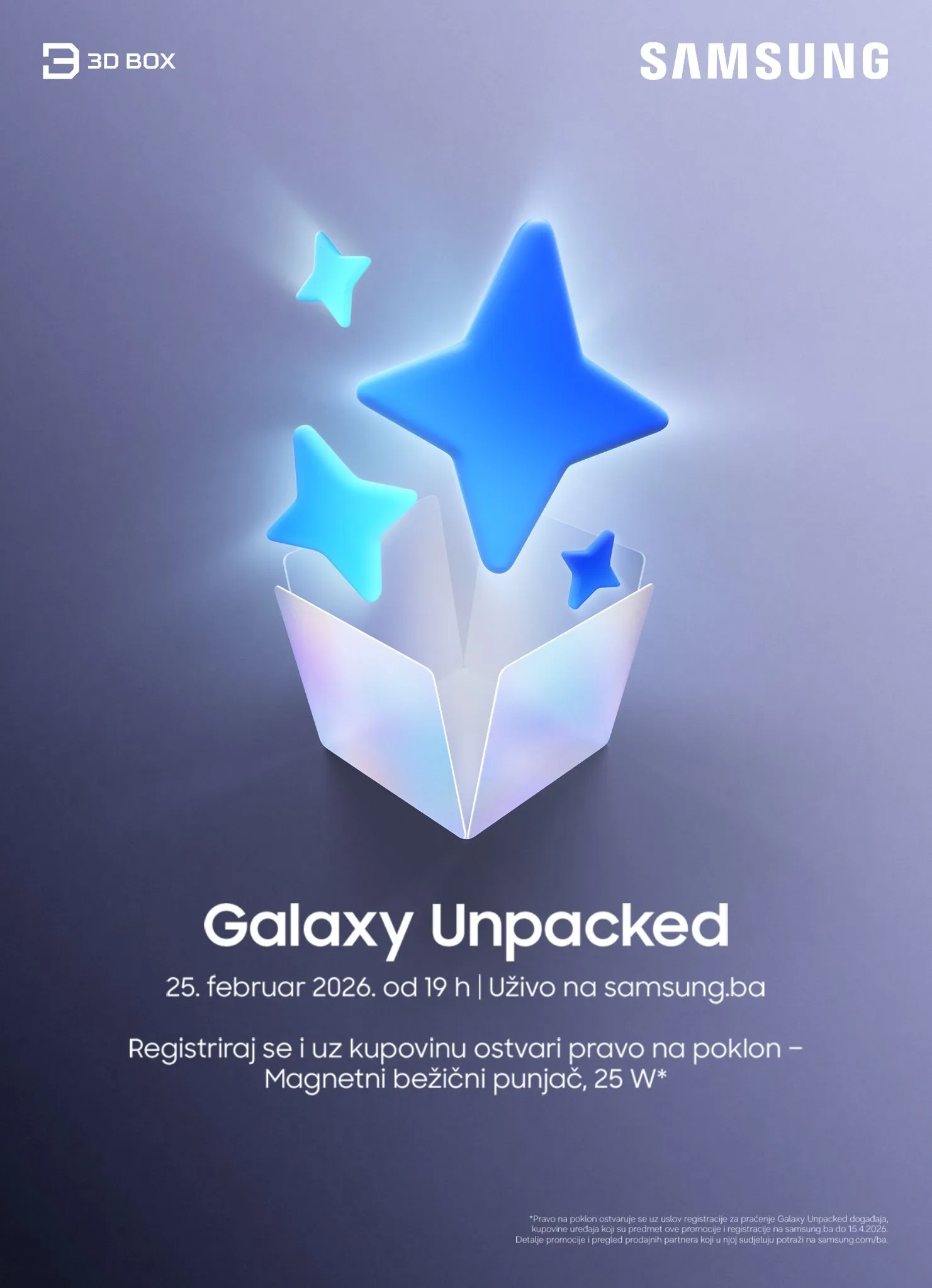 Samsung Galaxy Unpacked 25. februar 2026 – najava događaja (3D BOX)