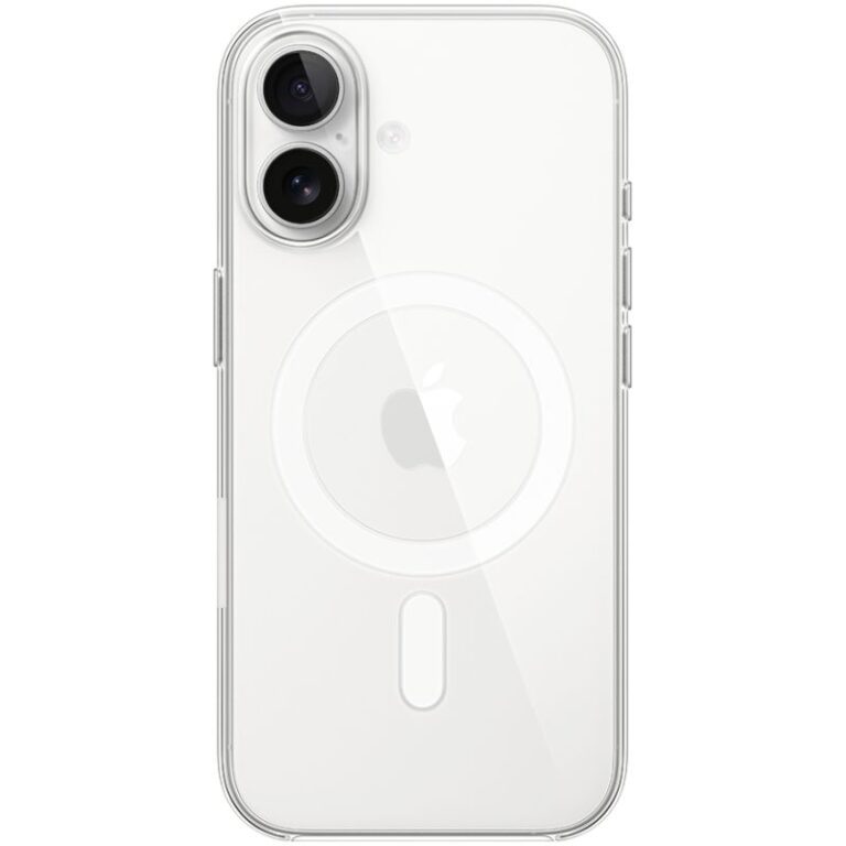 Apple iPhone 17 Clear Case MagSafe Model A3563 — prednji prikaz s futrolom